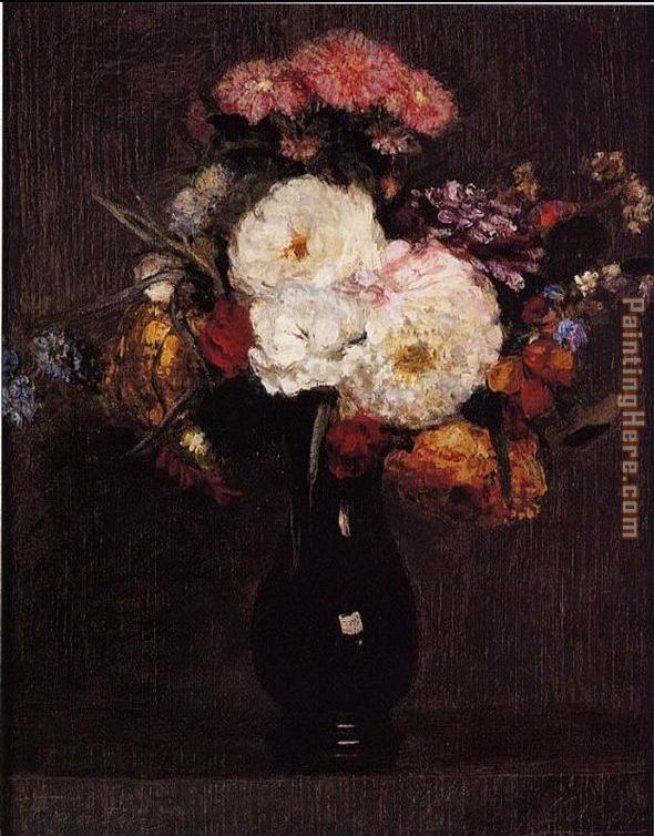 Dahlias, Queens Daisies, Roses and Corn Flowers painting - Henri Fantin-Latour Dahlias, Queens Daisies, Roses and Corn Flowers art painting